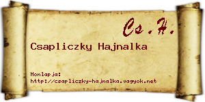 Csapliczky Hajnalka névjegykártya